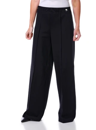 Thumbnail 1: Nicole Miller Women's Wide Leg Front Seam Pants with Button Detail 