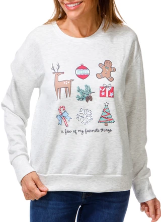 Thumbnail 1: Life is Good Women's Favorite Things Christmas Scuba Top 