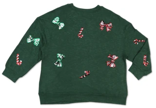 Thumbnail 2: Magical Season Women's Plus Long Sleeve Sequin Bow Knit Top 