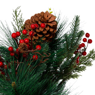 Thumbnail 2: Christmas Faux Evergreen Floral Arrangement w/ Rustic Vase   