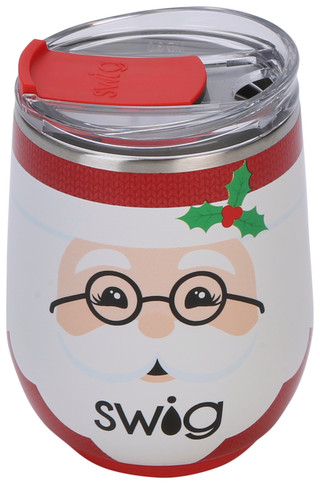 Thumbnail 1: Swig 12 oz Christmas Print Insulated Stainless Steel Stemless Cup 