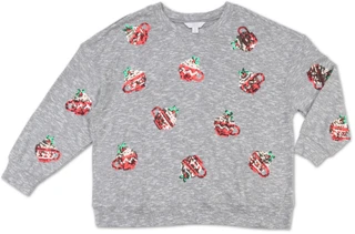 Thumbnail 1: Magical Season Women's Plus Long Sleeve Sequin Knit Top 