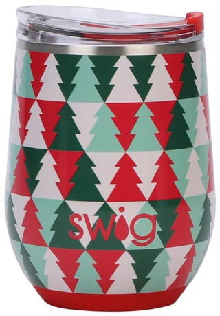 Thumbnail 2: Swig 12 oz Christmas Print Insulated Stainless Steel Stemless Cup 