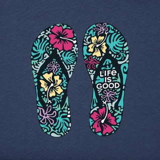 Thumbnail 2: Life is Good Women's Hibiscus Flip Flop Tee 
