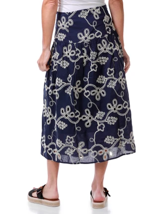 Thumbnail 2: Cece Women's Flouncy Embroidered Midi Skirt  