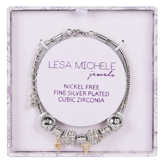 Thumbnail 1: LESA MICHELE Two Tone Cross Charm Bracelet 