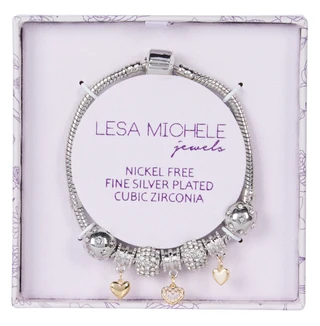 Thumbnail 1: LESA MICHELE Two Tone Spacer Charm Bracelet  