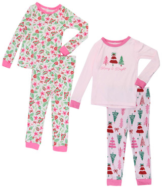 Thumbnail 1: Goodnight Llama Girls' 4-Piece Long Sleeve Pajama Set 