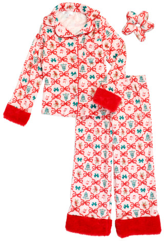 Thumbnail 1: B TWEEN Girls' 3-Piece Velour Faux Fur Pajama Set 