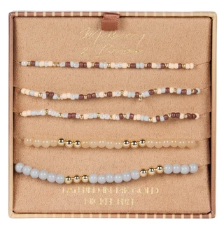 Thumbnail 1: Mulberry & Broome 5 Pc Gold Beaded Bracelet Set 