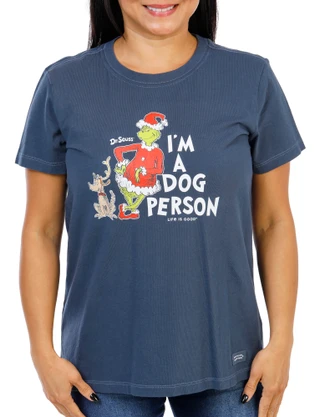 Thumbnail 1: Life is Good Women's Christmas Grinch Dog Top 