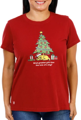 Thumbnail 1: Life is Good Women's Christmas Dog Under Tree Adirondak Top 