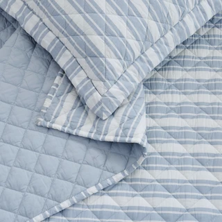 Thumbnail 12: FARMHOUSE The Farmhouse by Rachel Ashwell Ticking Stripe Quilt Set 