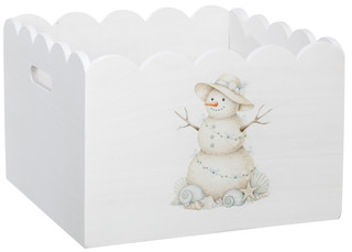 Thumbnail 1: Christmas Coastal Snowman Wood Basket Accent 
