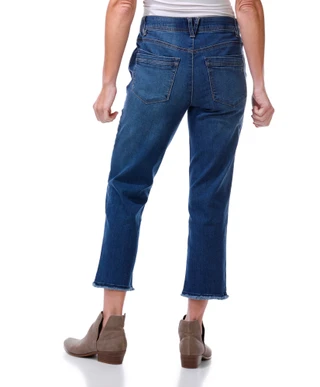 Thumbnail 2: Democracy Women's Petite Straight Leg Frayed Hem Jeans 
