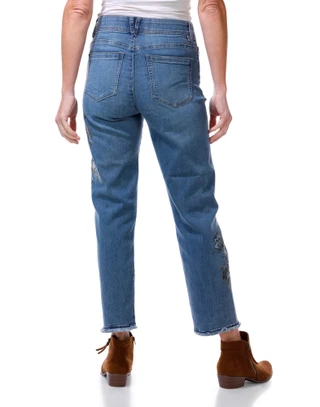 Thumbnail 2: Democracy Women's Floral Embroidered Straight Cropped Jeans  