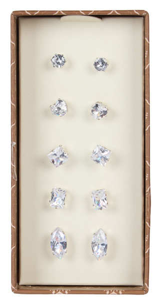 Thumbnail 1: ADRIENNE VITTADINI 5 Pc Silver Tone Multi Stud Earrings Set 