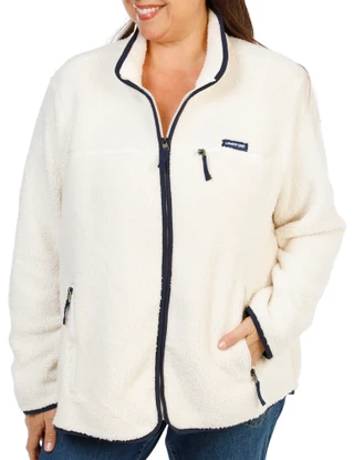 Thumbnail 1: Lands End Women's Plus 3 Pocket Zip Up Sherpa Jacket 
