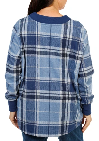 Thumbnail 2: Lands End Women's Plus Cozy Button Up Plaid Cardigan 