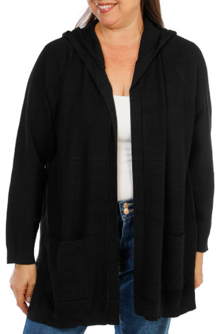 Thumbnail 1: Cyrus Women's Plus Long Open Front Cardigan w/ Hood 