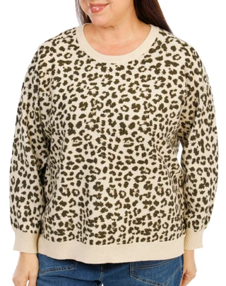 Thumbnail 1: T. Tahari Women's Plus Animal Print Top  