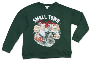 Thumbnail 1: Magical Season Women's Plus Long Sleeve Small Town Christmas Top 