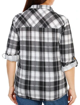 Thumbnail 2: Anneliese Women's Plus Plaid Print Button Down  