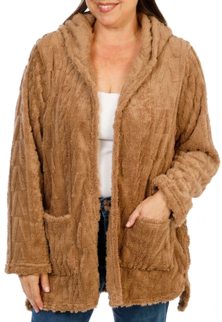 Thumbnail 1: Anneliese Women's Plus Long Open Front 2 Pocket Sherpa Cardigan  
