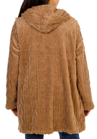 Thumbnail 2: Anneliese Women's Plus Long Open Front 2 Pocket Sherpa Cardigan  