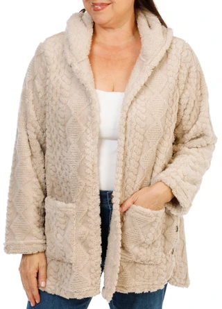 Thumbnail 1: Anneliese Women's Plus Long Open Front 2 Pocket Sherpa Cardigan  