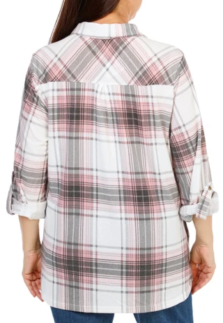 Thumbnail 2: ZAC AND RACHEL Women's Plus Plaid Print Button Down Top  