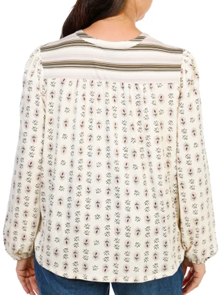 Thumbnail 2: BOBEAU Women's Plus Button Up Print Top 