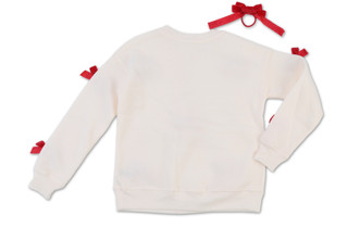 Thumbnail 2: No Comment Girls' Crewneck Bow Sweatshirt 