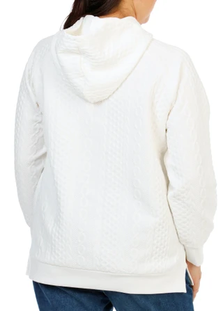 Thumbnail 2: Anneliese Women's Plus Quilted Cable Button Hem Hoodie  