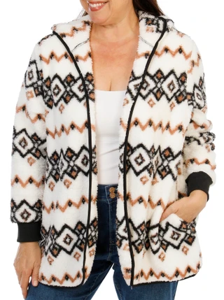 Thumbnail 1: Anneliese Women's Plus Open Front Sherpa Hoodie 