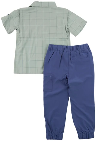 Thumbnail 2: Hunter Little Boys 2 Pc Button Up Shirt & Cargo Pants Set 