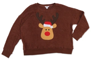 Thumbnail 1: Magical Season Women's Plus Long Sleeve Reindeer Knit Top 
