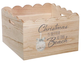 Thumbnail 1: Scalloped Wood Storage Basket 