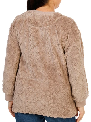 Thumbnail 2: Anneliese Women's Plus Sherpa Cable Pullover  