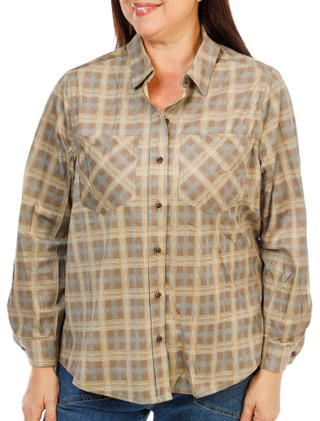 Thumbnail 1: Love Potion Women's Plus Plaid Print Button Down Top  