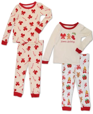 Thumbnail 1: Goodnight Llama Girls' 4-Piece Long Sleeve Pajama Set 