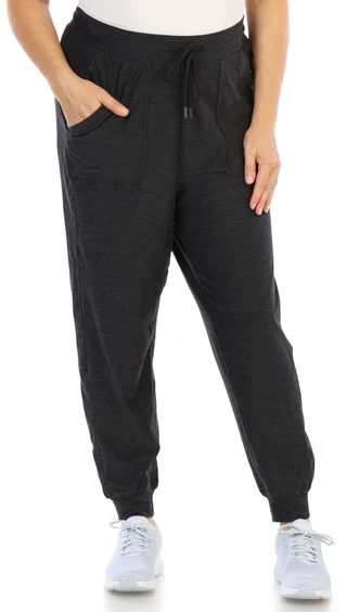 Thumbnail 1: Jessica Simpson Women's Plus Soft Jersey 2 Pocket Jog Pants with Tie Waist 