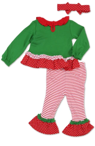 Thumbnail 2: Baby Essentials Baby Girls' 3-Piece Christmas Tunic Set 