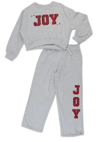 Thumbnail 1: Jessica Simpson Girls' 2-Piece Fleece Wide Leg Pants Set 