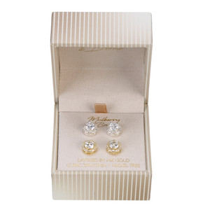 Thumbnail 1: Mulberry & Broome 2 Pk 14K Gold Two-Tone Cubic Zirconia Stud Earrings Set 