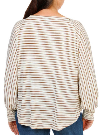 Thumbnail 2: BOBEAU Women's Plus Stripe Print Top  