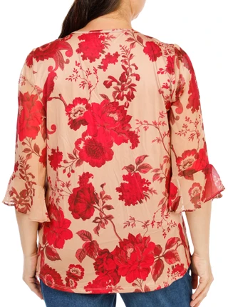 Thumbnail 2: Gloria Lance Women's Plus Floral Print Top  