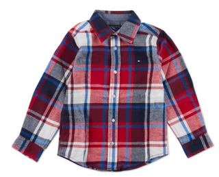 Thumbnail 1: Tommy Hilfiger Boys Plaid Print Button Down Shirt  