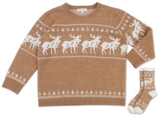 Thumbnail 1: Chelsea & Theodore Women's Plus 2-Piece Sweater & Socks Set 