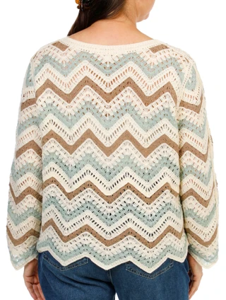 Thumbnail 2: Anneliese Women's Plus Open Crochet Button Front Cardigan 